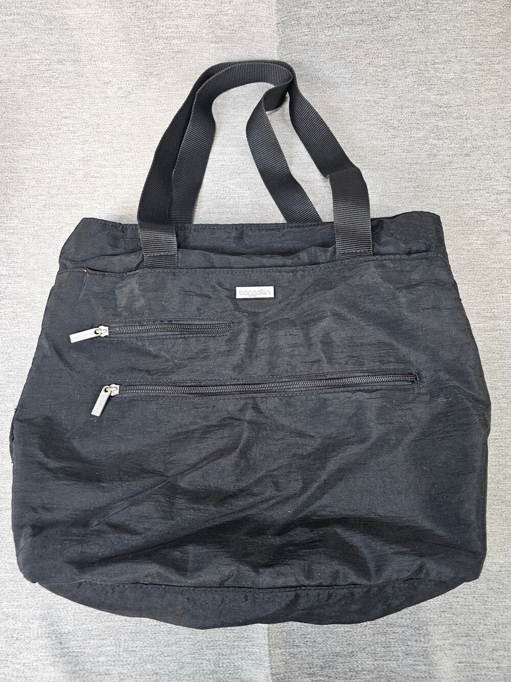 Baggallini Shoulder Tote Carry All Bag Black w/Tan Interior Medium Size